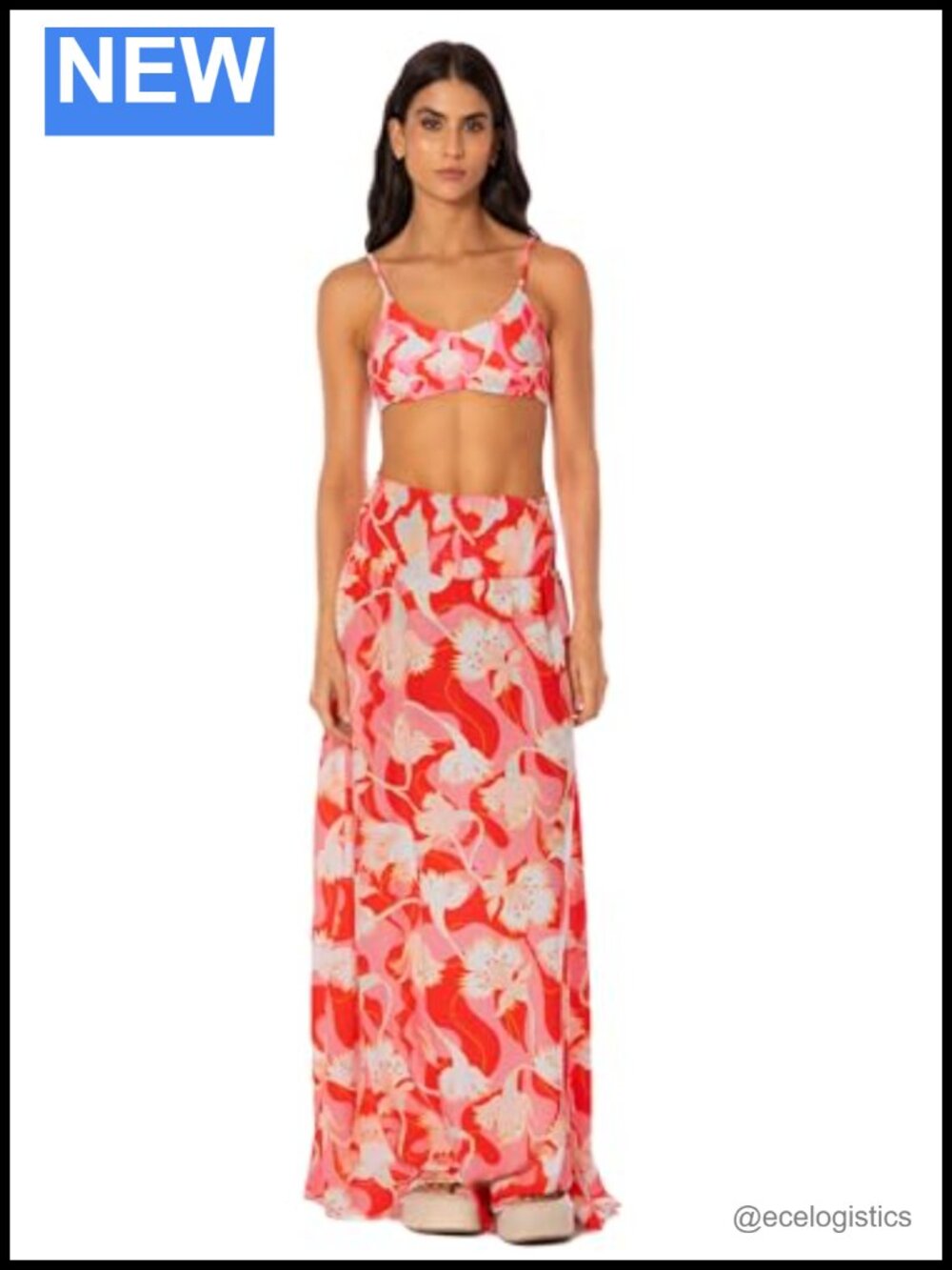 Reversible Maxi Skirt Floral Viscose Pull On Long Skirt